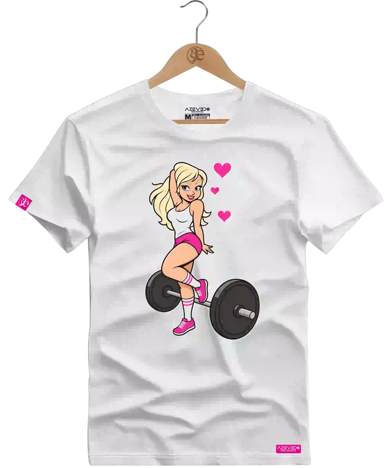 Camiseta Algodão Premium Estampa Barbie Love Fitness