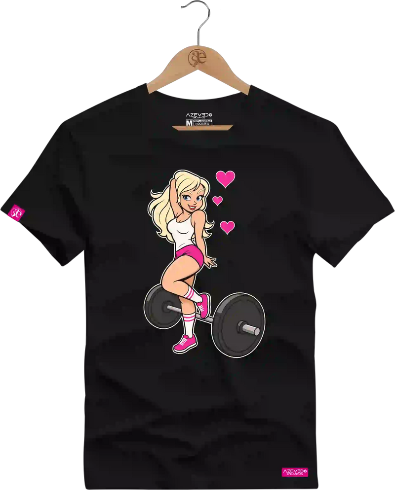 Camiseta Algodão Premium Estampa Barbie Love Fitness