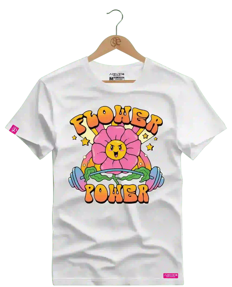 Camiseta Algodão Premium Estampa Flower Power Fitness