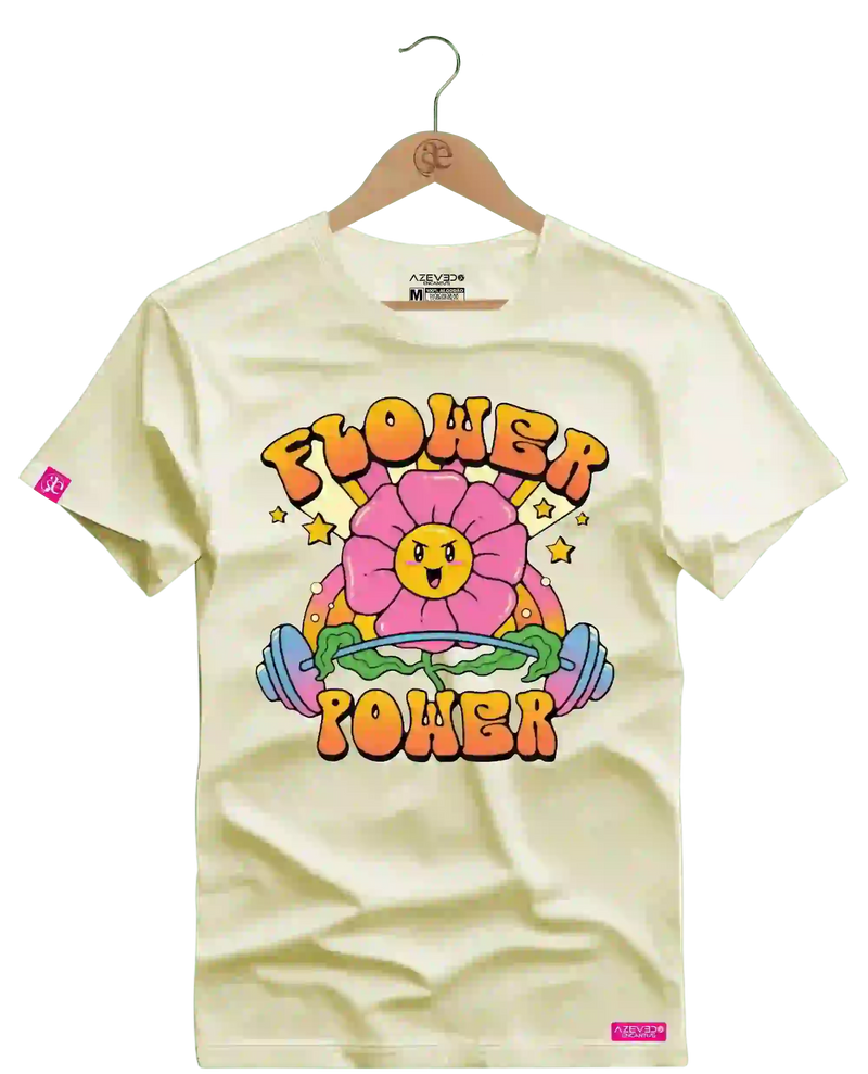 Camiseta Algodão Premium Estampa Flower Power Fitness