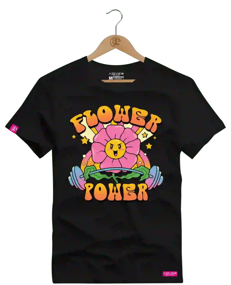 Camiseta Algodão Premium Estampa Flower Power Fitness