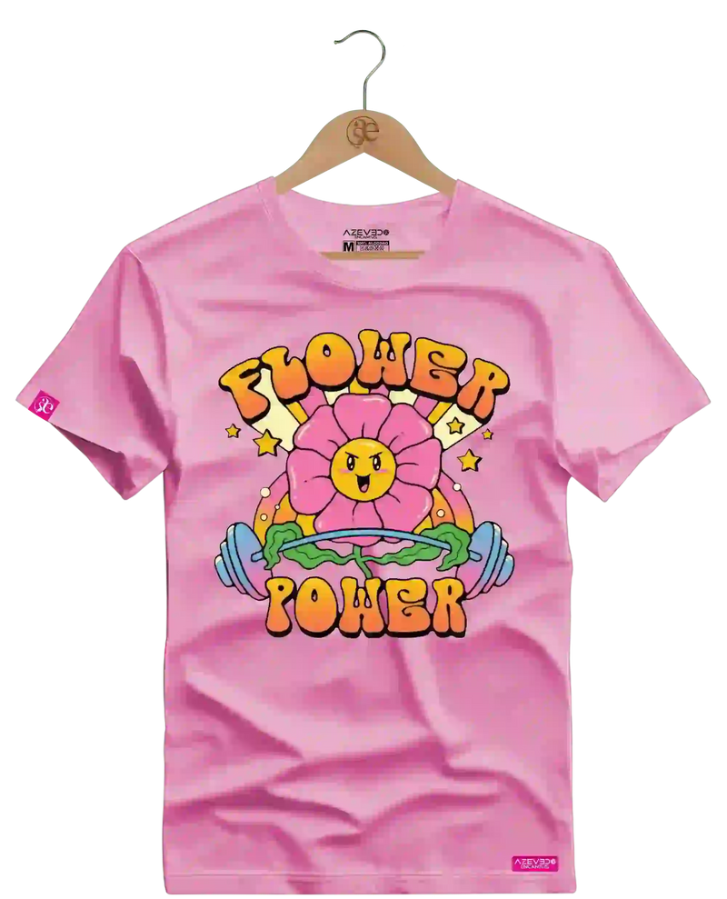 Camiseta Algodão Premium Estampa Flower Power Fitness