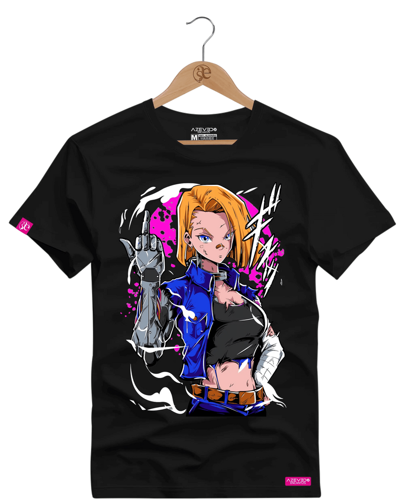 Camiseta Algodão Premium Android 18 - Azevedo Encantu's