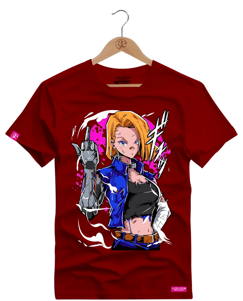 Camiseta Algodão Premium Android 18 - Azevedo Encantu's