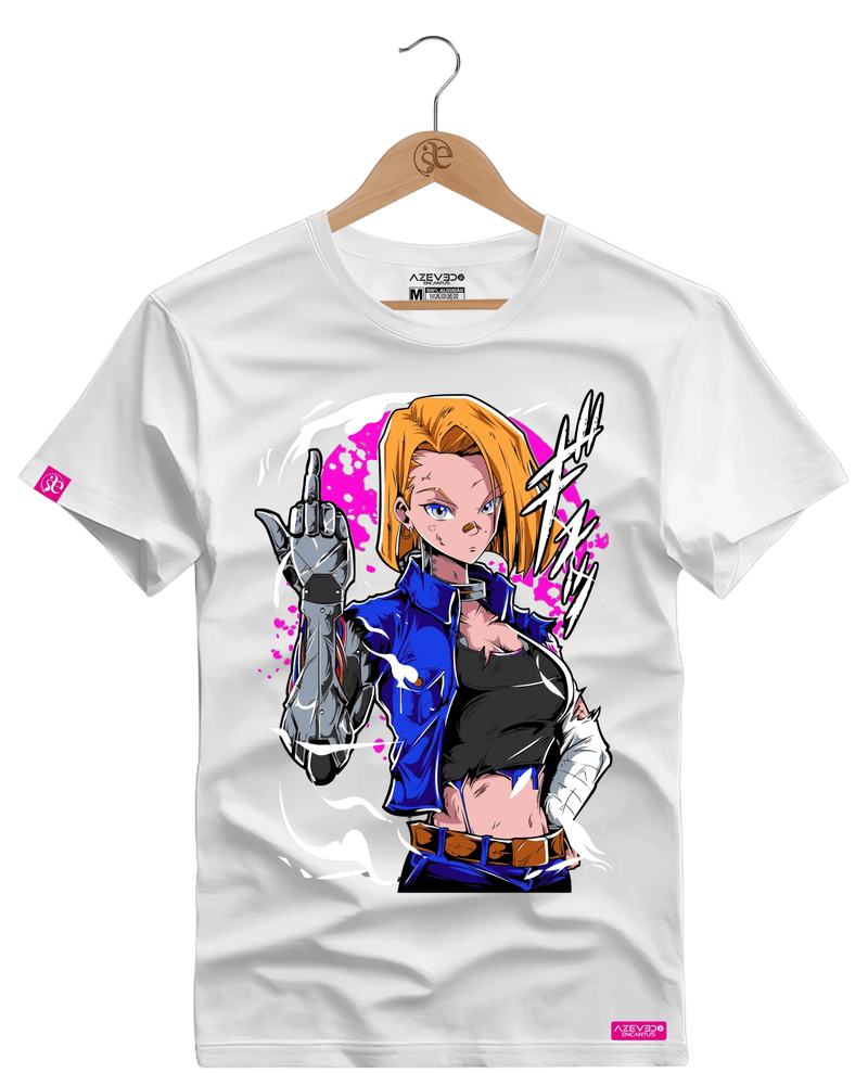 Camiseta Algodão Premium Android 18 - Azevedo Encantu's