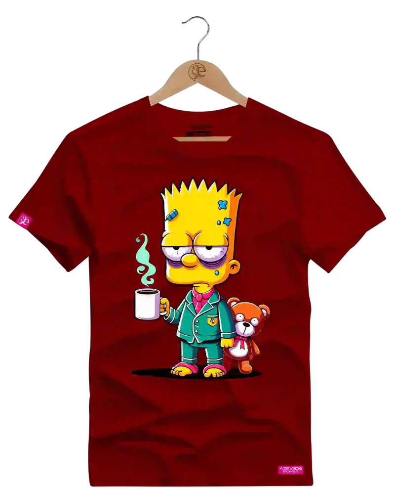 Camiseta Algodão Premium Estampa Bart Café - Azevedo Encantu's