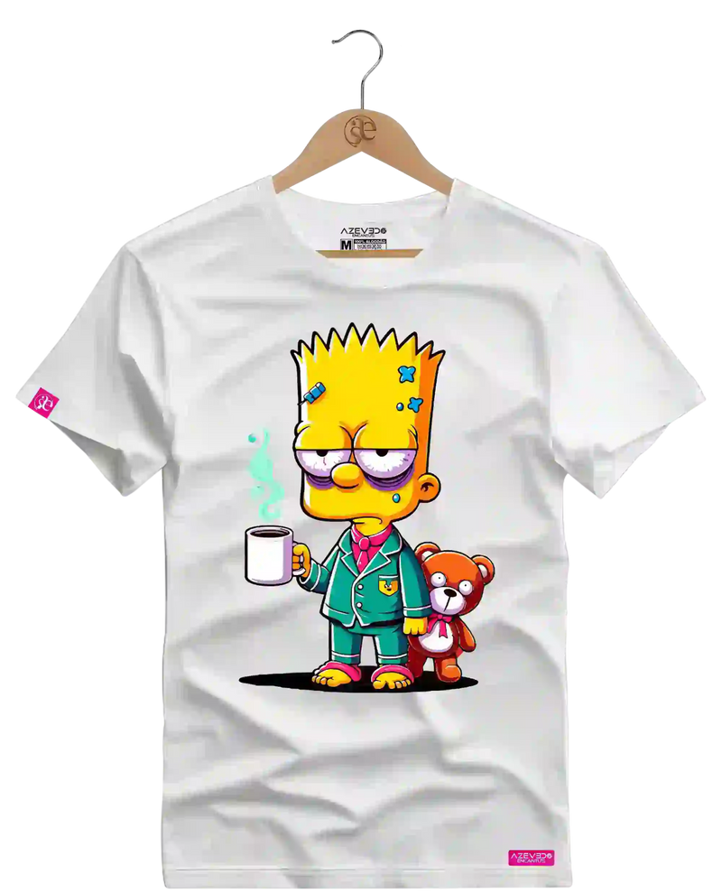 Camiseta Algodão Premium Estampa Bart Café - Azevedo Encantu's