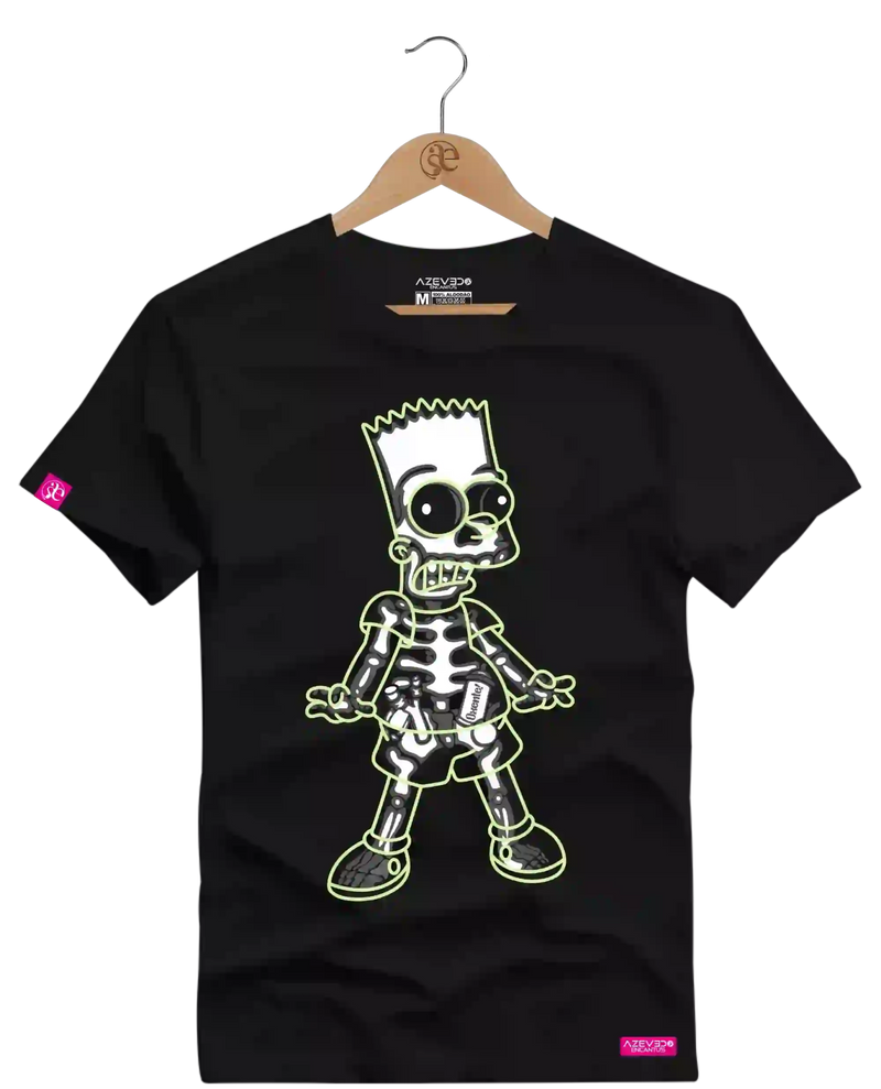 Camiseta Algodão Premium Estampa Bart Esqueleto - Azevedo Encantu's