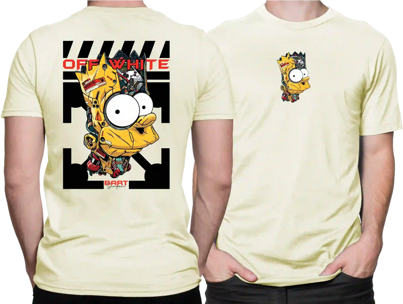 Camiseta Algodão Premium Estampa Bart Off White - Azevedo Encantu's