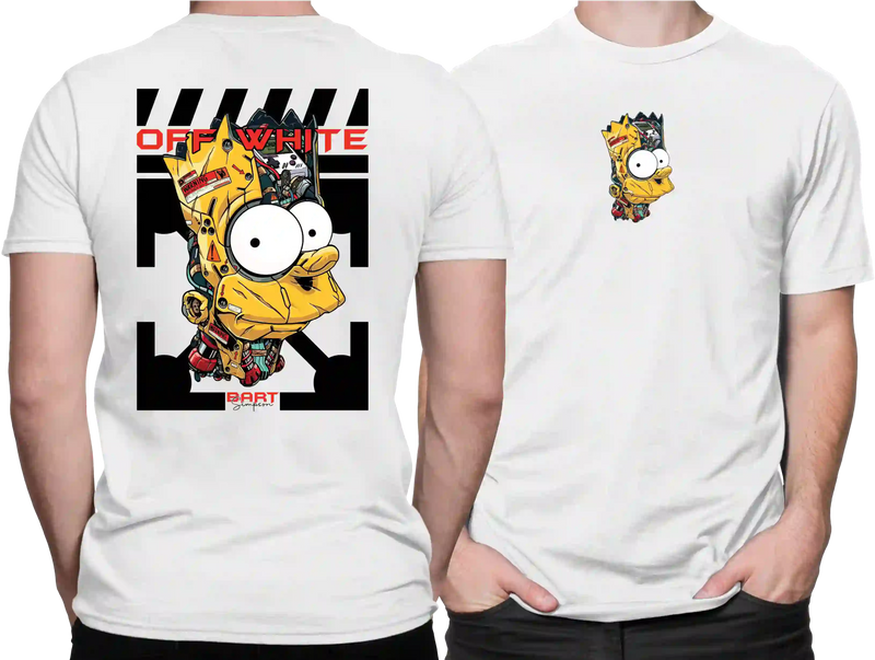Camiseta Algodão Premium Estampa Bart Off White - Azevedo Encantu's