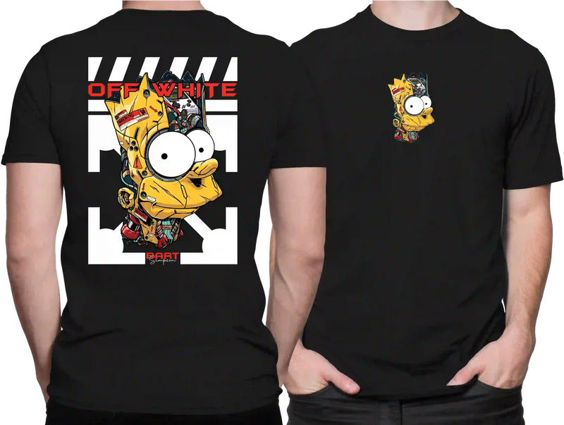 Camiseta Algodão Premium Estampa Bart Off White - Azevedo Encantu's