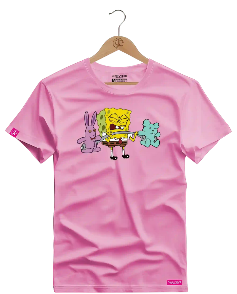 Camiseta Algodão Premium Estampa Bob Esponja Fitness - Azevedo Encantu's