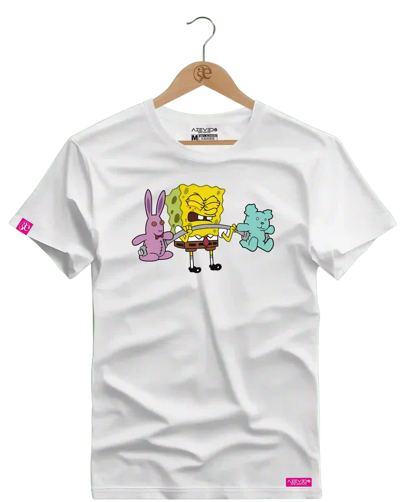 Camiseta Algodão Premium Estampa Bob Esponja Fitness - Azevedo Encantu's