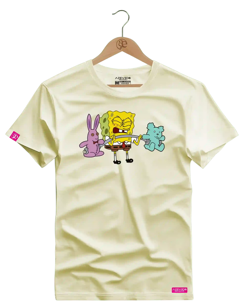 Camiseta Algodão Premium Estampa Bob Esponja Fitness - Azevedo Encantu's