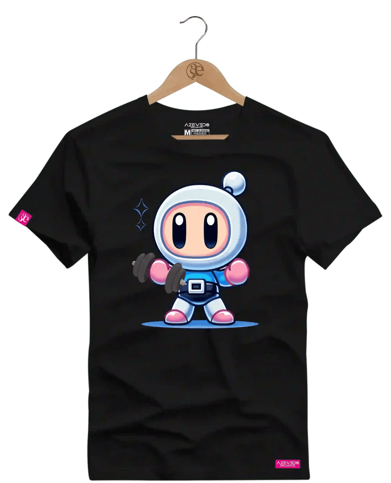 Camiseta Algodão Premium Estampa Bomberman Fitness - Azevedo Encantu's