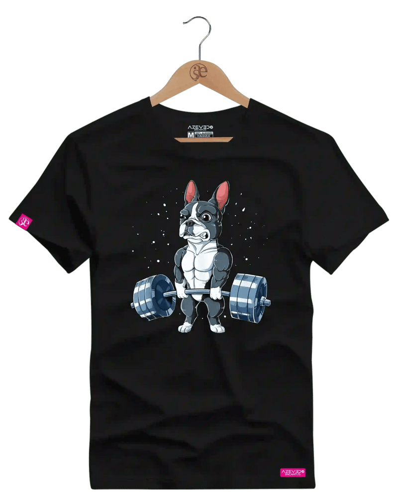 Camiseta Algodão Premium Estampa Bulldog Fitness - Azevedo Encantu's