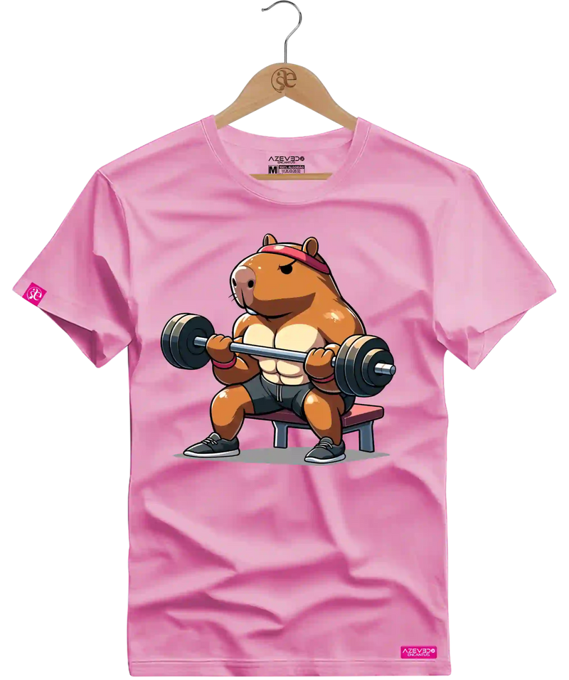 Camiseta Algodão Premium Estampa Capivara Fitness - Azevedo Encantu's