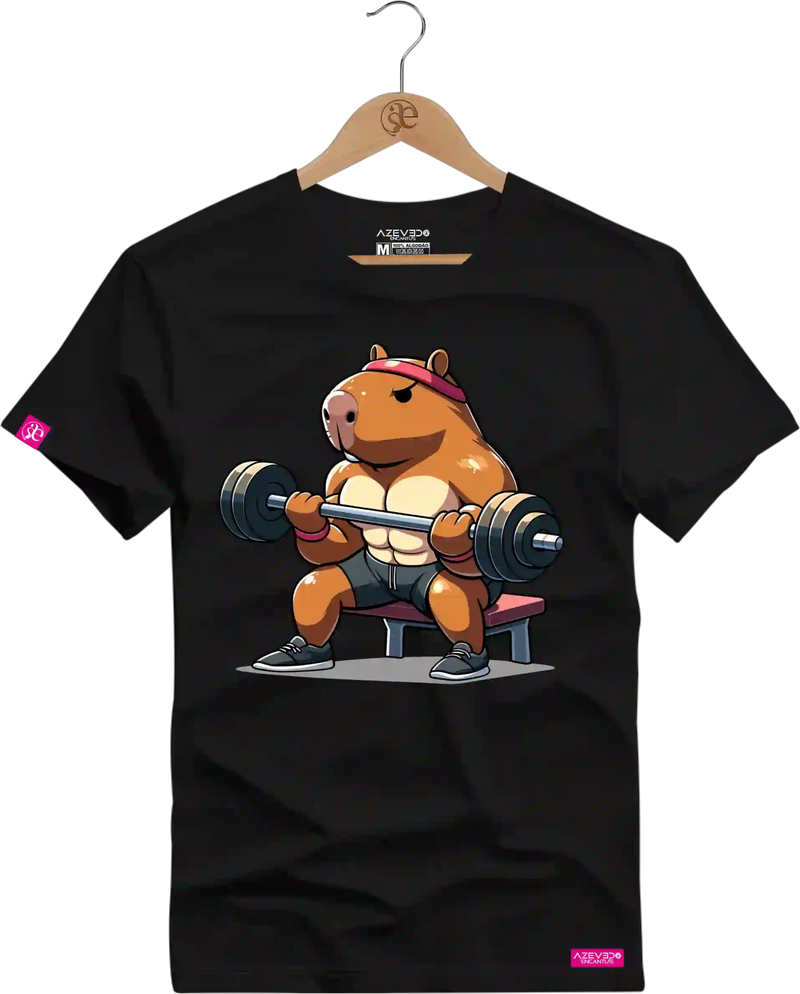 Camiseta Algodão Premium Estampa Capivara Fitness - Azevedo Encantu's