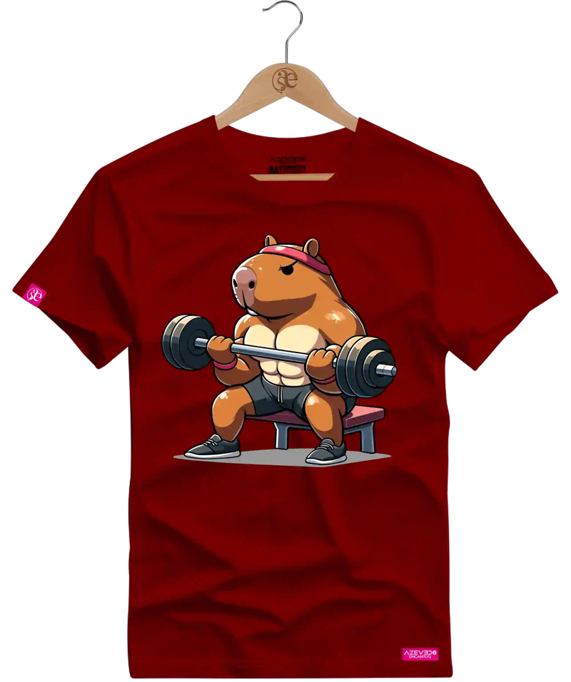 Camiseta Algodão Premium Estampa Capivara Fitness - Azevedo Encantu's