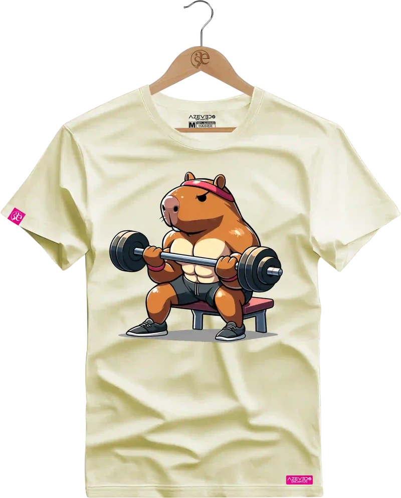 Camiseta Algodão Premium Estampa Capivara Fitness - Azevedo Encantu's
