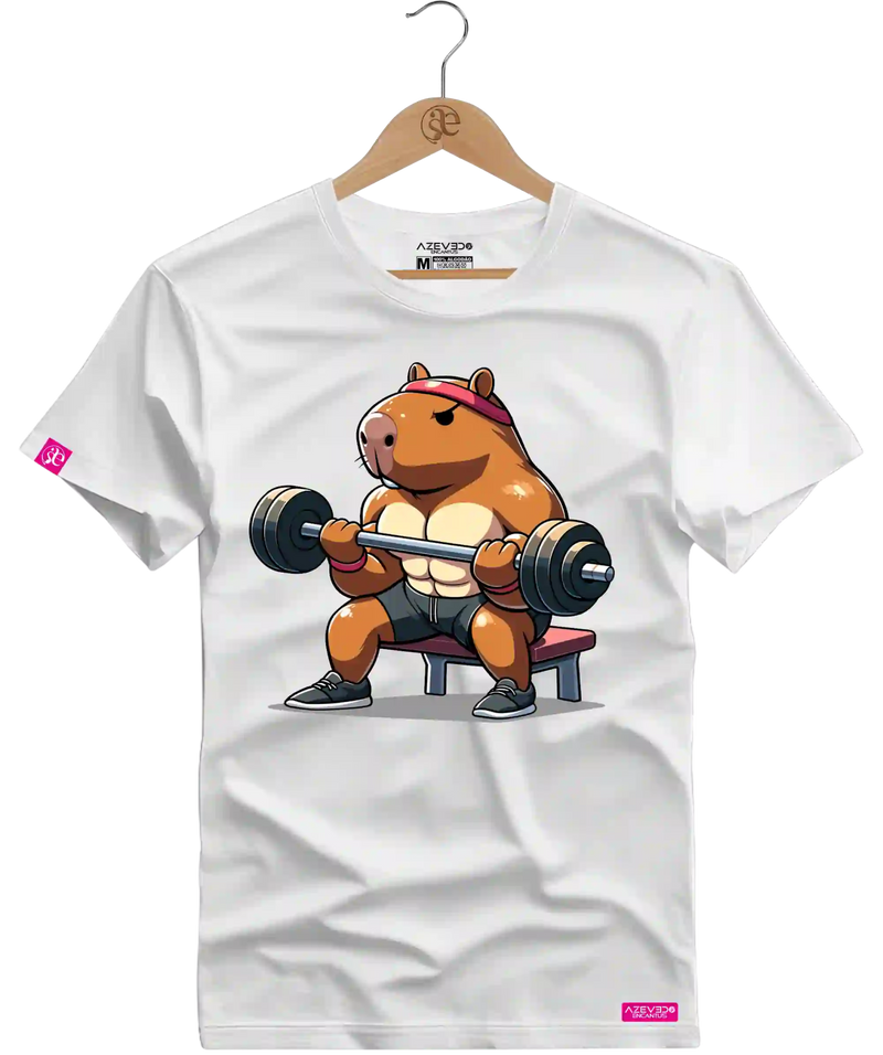 Camiseta Algodão Premium Estampa Capivara Fitness - Azevedo Encantu's
