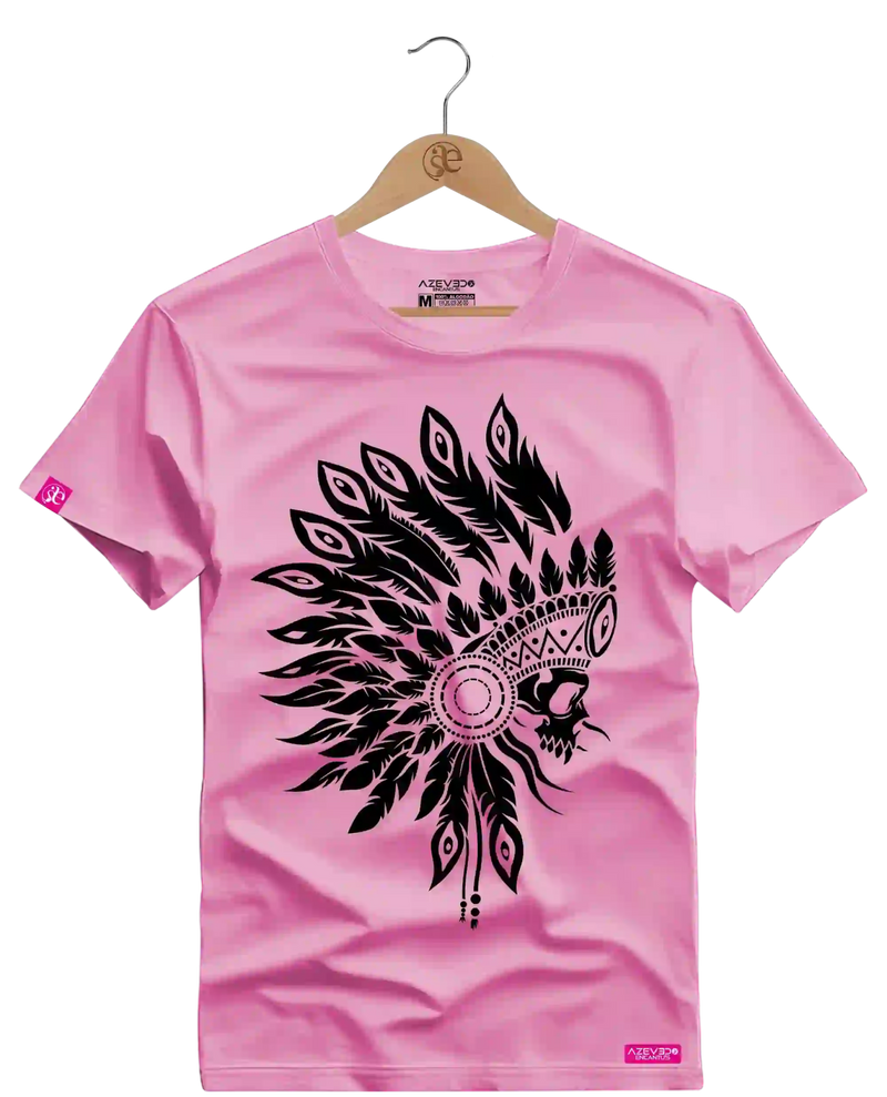 Camiseta Algodão Premium Estampa Caveira Índio - Azevedo Encantu's