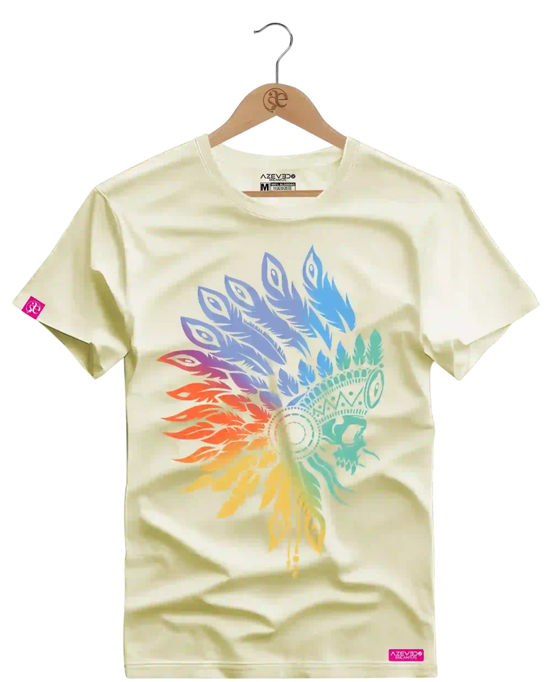 Camiseta Algodão Premium Estampa Caveira Índio - Azevedo Encantu's