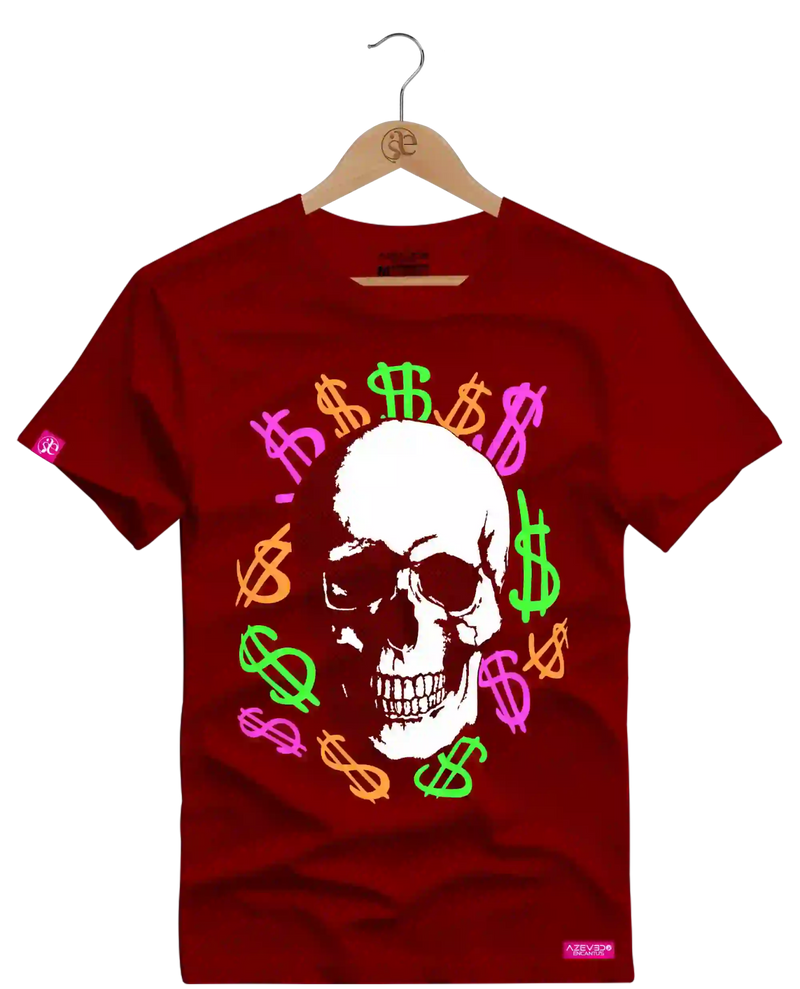 Camiseta Algodão Premium Estampa Caveira Money - Azevedo Encantu's