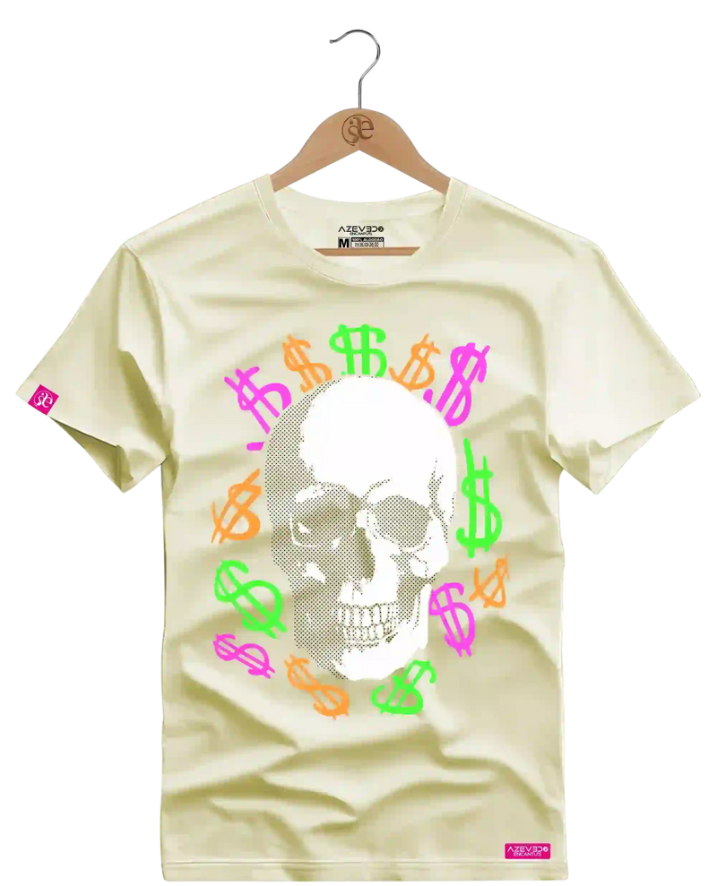 Camiseta Algodão Premium Estampa Caveira Money - Azevedo Encantu's