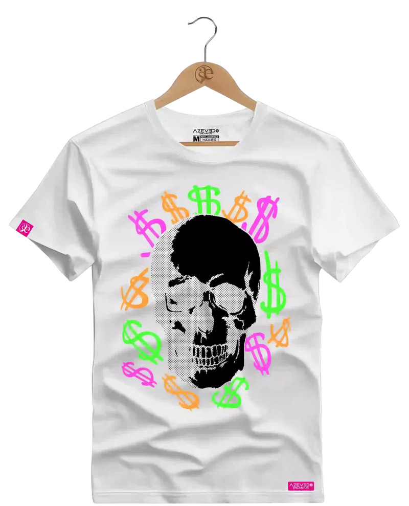 Camiseta Algodão Premium Estampa Caveira Money - Azevedo Encantu's