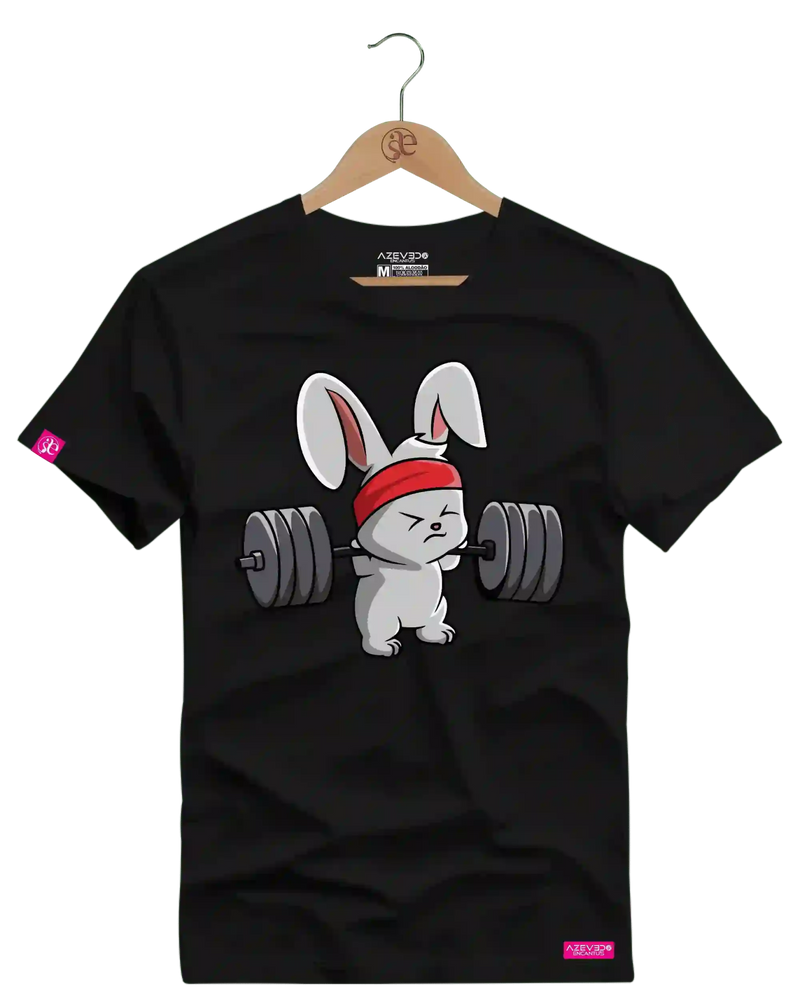 Camiseta Algodão Premium Estampa Coelho Baby Fitness - Azevedo Encantu's
