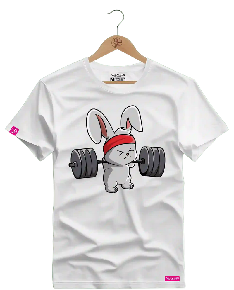 Camiseta Algodão Premium Estampa Coelho Baby Fitness - Azevedo Encantu's