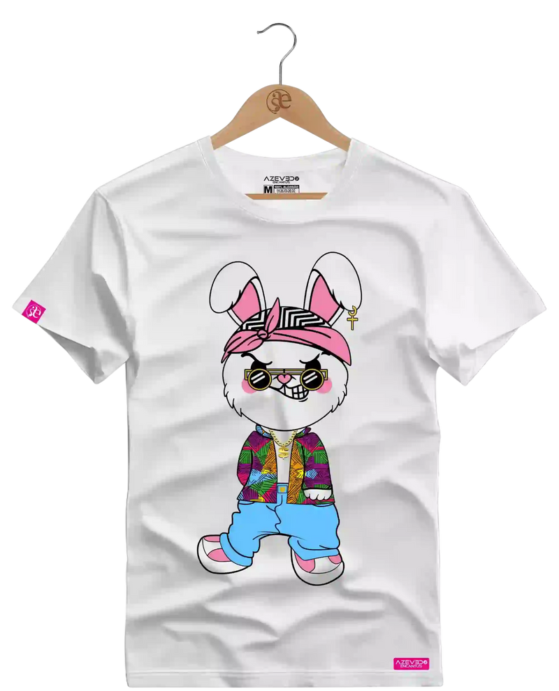 Camiseta Algodão Premium Estampa Coelho Bad Bunny - Azevedo Encantu's