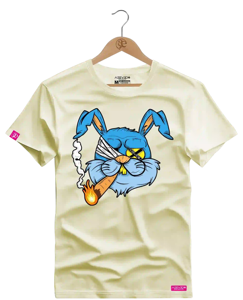 Camiseta Algodão Premium Estampa Coelho Charuto - Azevedo Encantu's