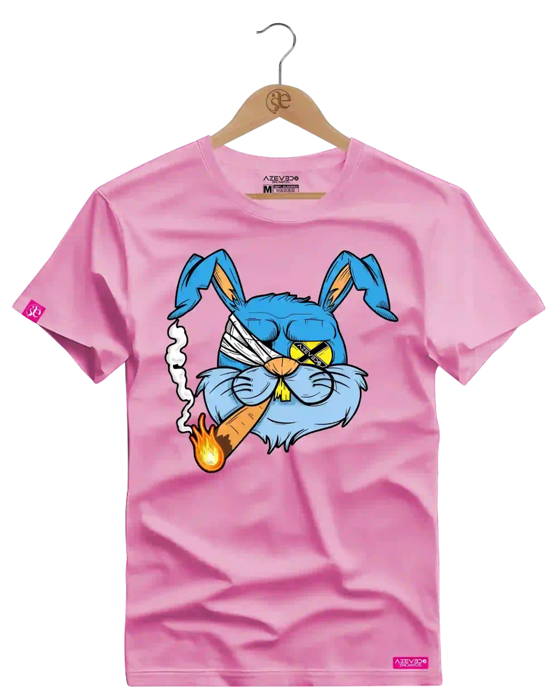Camiseta Algodão Premium Estampa Coelho Charuto - Azevedo Encantu's