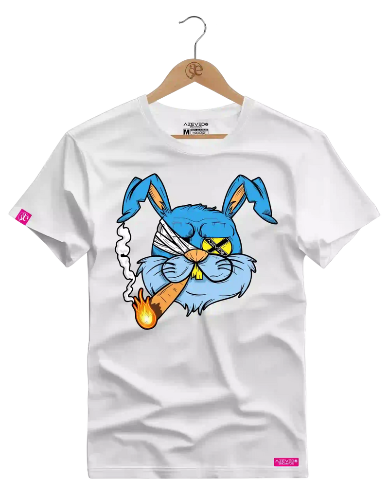 Camiseta Algodão Premium Estampa Coelho Charuto - Azevedo Encantu's