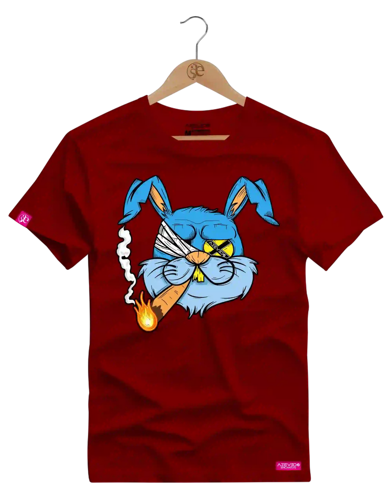 Camiseta Algodão Premium Estampa Coelho Charuto - Azevedo Encantu's