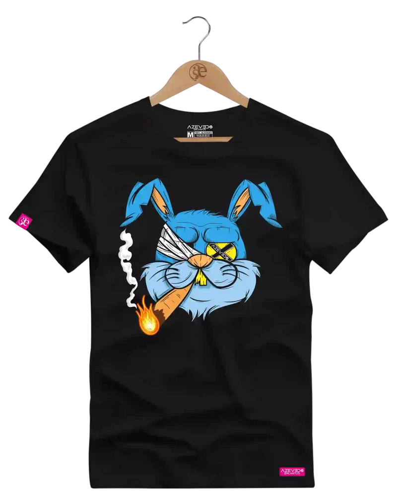 Camiseta Algodão Premium Estampa Coelho Charuto - Azevedo Encantu's