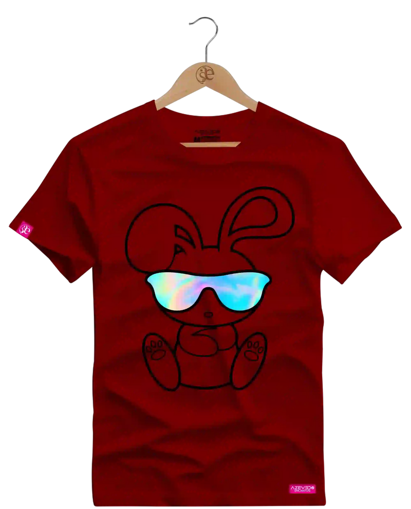 Camiseta Algodão Premium Estampa Coelho Óculos Contorno - Azevedo Encantu's
