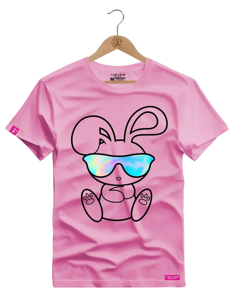 Camiseta Algodão Premium Estampa Coelho Óculos Contorno - Azevedo Encantu's