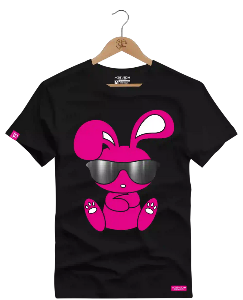 Camiseta Algodão Premium Estampa Coelho Óculos Escuro - Azevedo Encantu's
