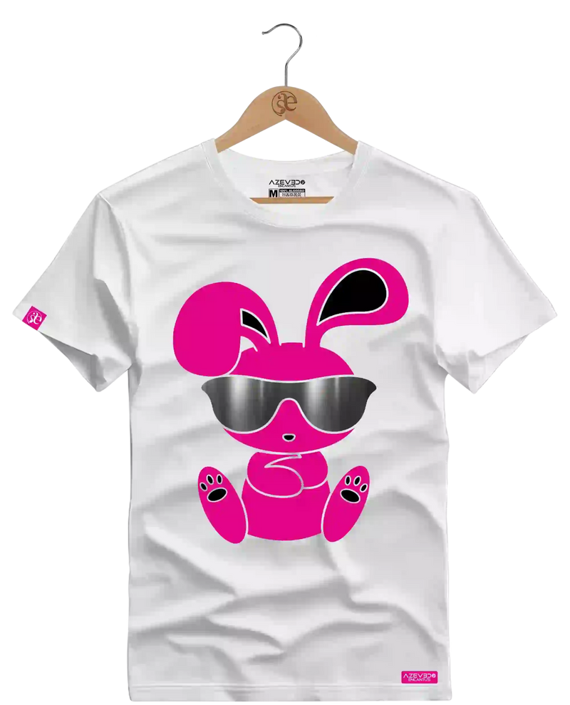 Camiseta Algodão Premium Estampa Coelho Óculos Escuro - Azevedo Encantu's
