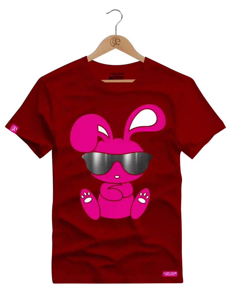 Camiseta Algodão Premium Estampa Coelho Óculos Escuro - Azevedo Encantu's