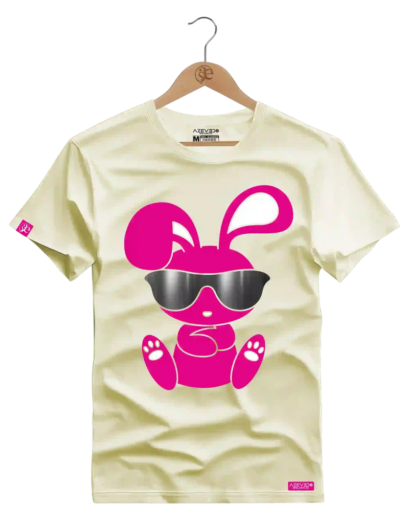 Camiseta Algodão Premium Estampa Coelho Óculos Escuro - Azevedo Encantu's