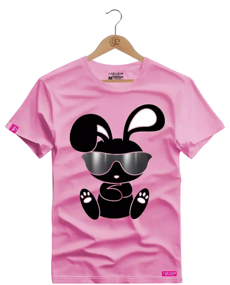 Camiseta Algodão Premium Estampa Coelho Óculos Escuro - Azevedo Encantu's