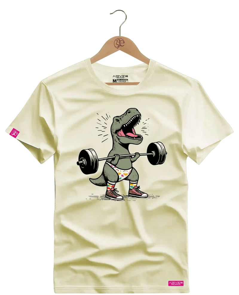 Camiseta Algodão Premium Estampa Dinossauro Fitness - Azevedo Encantu's