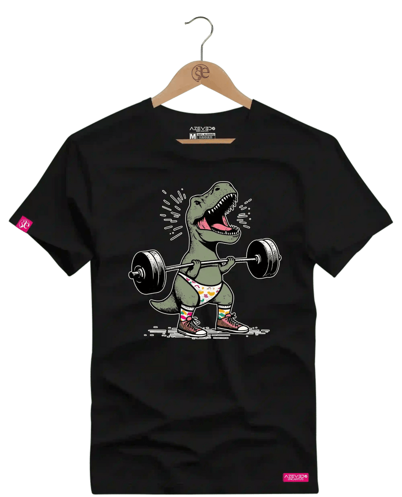 Camiseta Algodão Premium Estampa Dinossauro Fitness - Azevedo Encantu's