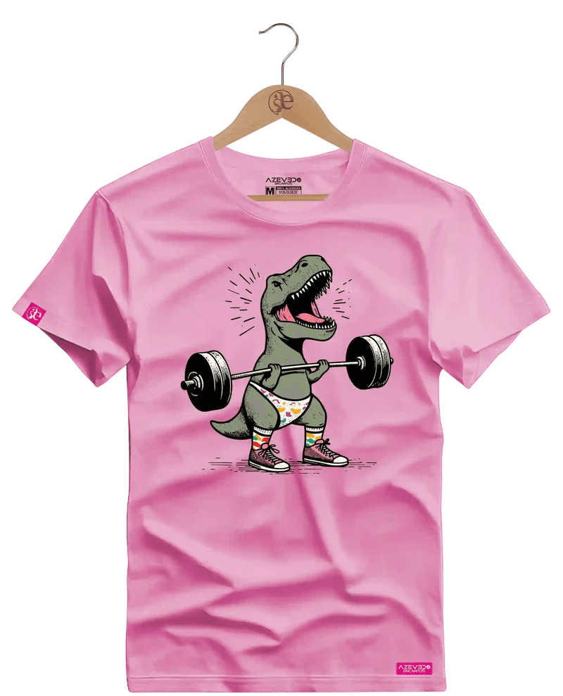 Camiseta Algodão Premium Estampa Dinossauro Fitness - Azevedo Encantu's