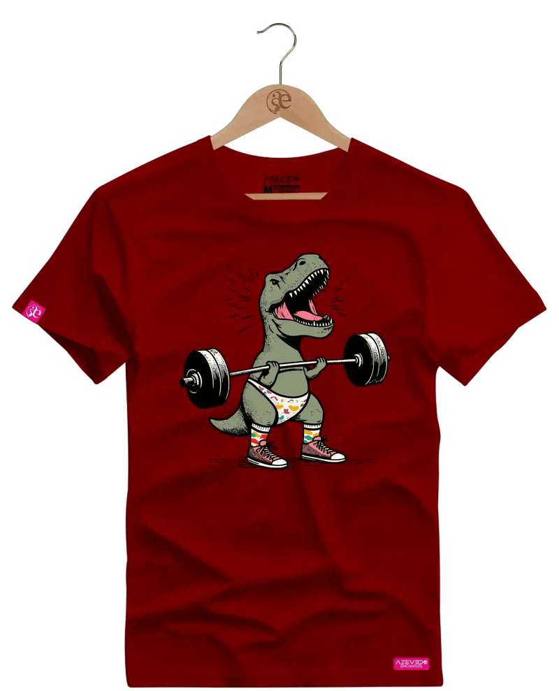 Camiseta Algodão Premium Estampa Dinossauro Fitness - Azevedo Encantu's