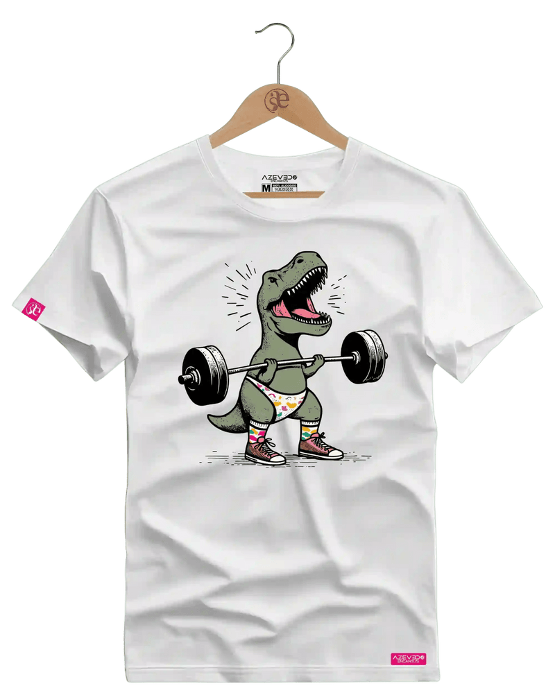 Camiseta Algodão Premium Estampa Dinossauro Fitness - Azevedo Encantu's